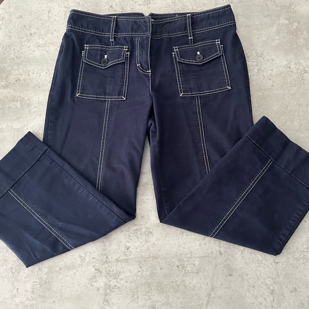 Capris - LOFT navy Blue & white